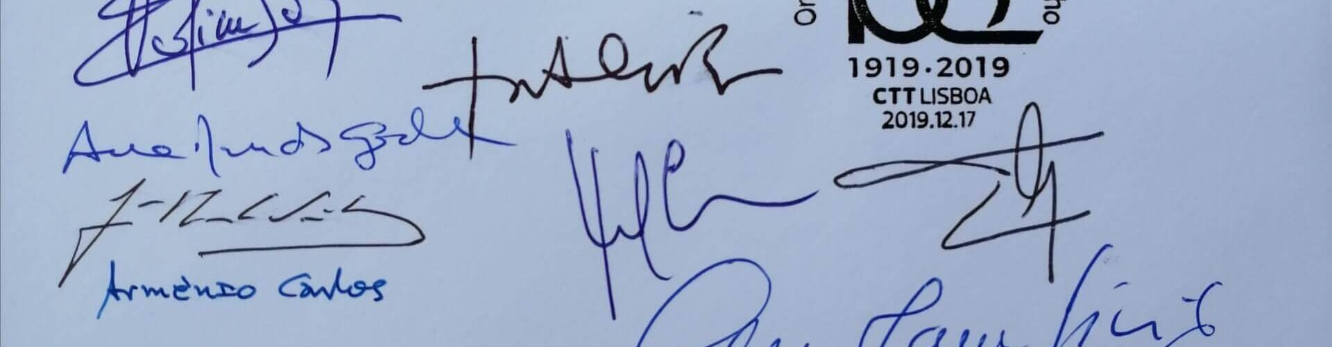 Cerimónia de obliteração do selo comemorativo do centenário da OIT